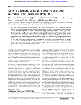 Genomic Regions Exhibiting Positive Selection Identified from Dense Genotype Data