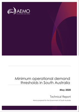 Minimum Operational Demand Thresholds in South Australia