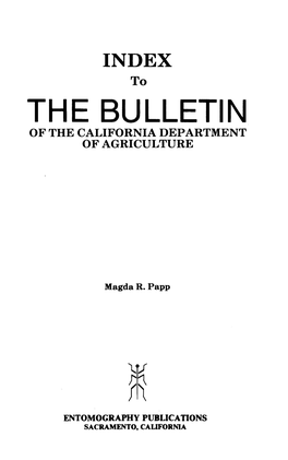 The Bulletin of the California Department of Agriculture
