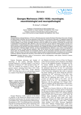 Download PDF Georges Marinesco (1863-1938): Neurologist