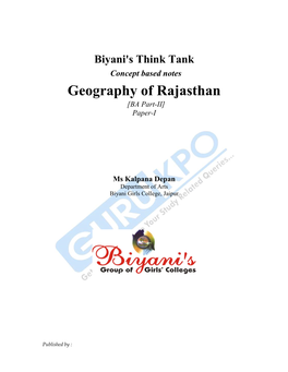 Geography of Rajasthan [BA Part-II] Paper-I