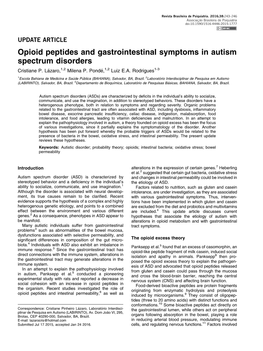 Opioid Peptides and Gastrointestinal Symptoms in Autism Spectrum Disorders Cristiane P