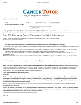 Over 200 Alternative Cancer Treatments Plus Other Information