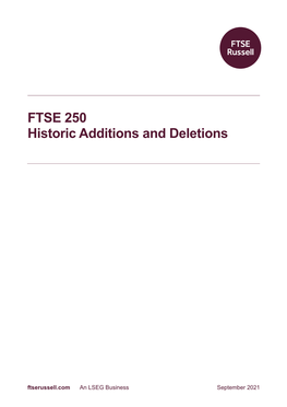 FTSE 250 Historic Additions and Deletions