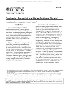 Freshwater, Terrestrial, and Marine Turtles of Florida1