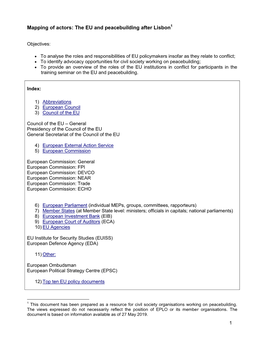 The EU and Peacebuilding After Lisbon1