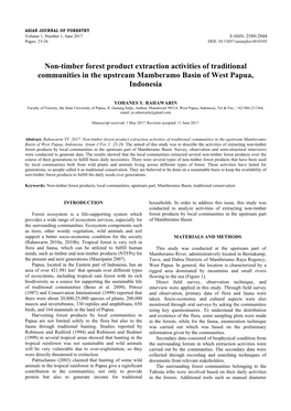 Non-Timber Forest Product Extraction Activities of Traditional Communities in the Upstream Mamberamo Basin of West Papua, Indonesia