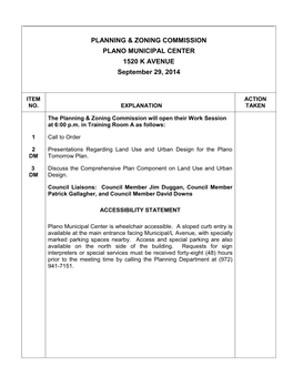 City of Plano Planning & Zoning Commission Public Hearing Procedures