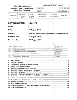 Service Letter: Js Jsl 007-6