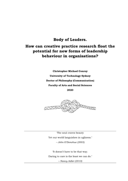 Body of Leaders. How Can Creative Practice Research Float the Potential for New Forms of Leadership Behaviour in Organisations?