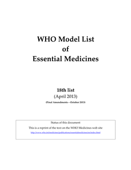 WHO Model List of Essential Medicines