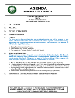 Agenda Astoria City Council