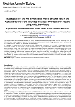 Investigation of the Two-Dimensional Model of Water Flow in the Gorgan Bay Under the Influence of Various Hydrodynamic Factors Using Mike 21 Software