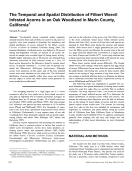 The Temporal and Spatial Distribution of Filbert Weevil Infested Acorns in an Oak Woodland in Marin County, California1