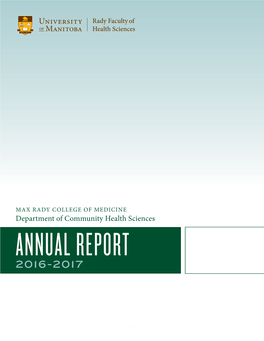 Department of Community Health Sciences ANNUAL REPORT 2016-2017