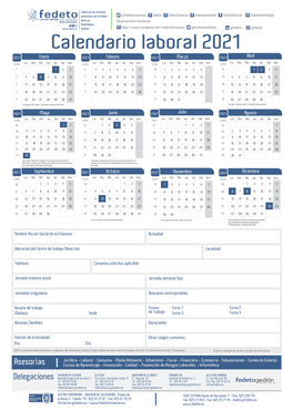 Fedeto Calendario Laboral 2021