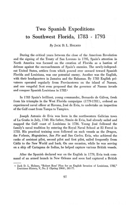 Two Spanish Expeditions to Southwest Florida, 1783 - 1793