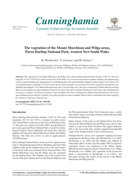 Cunninghamia Date of Publication: 18/12/2012 a Journal of Plant Ecology for Eastern Australia