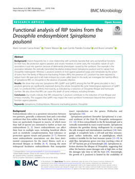 Functional Analysis of RIP Toxins from the Drosophila Endosymbiont