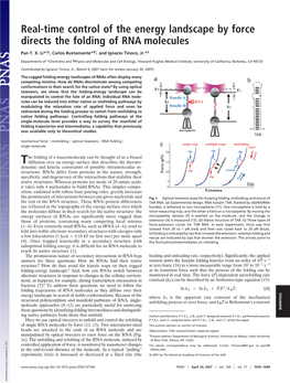 Real-Time Control of the Energy Landscape by Force Directs the Folding of RNA Molecules