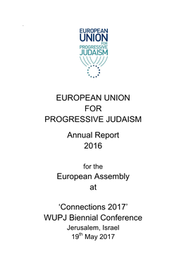 EUROPEAN UNION for PROGRESSIVE JUDAISM Annual