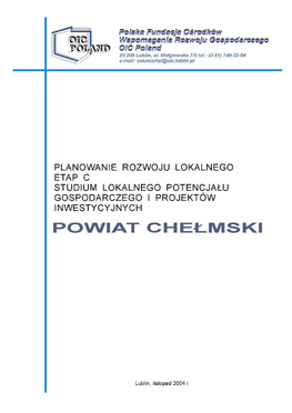 Planowanie Rozwoju Lokalnego- Powiat Che Ł Mski