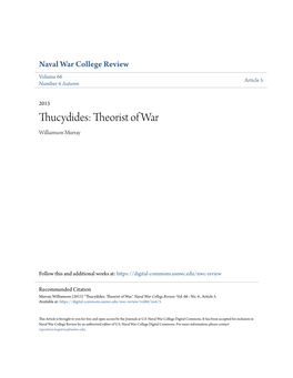 Thucydides: Theorist of War Williamson Murray