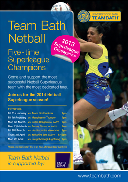 Team Bath Netball Is Supported By