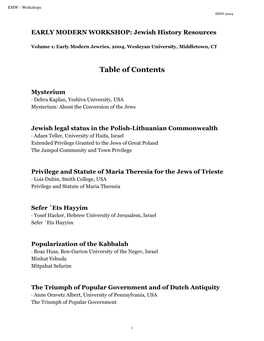 Table of Contents