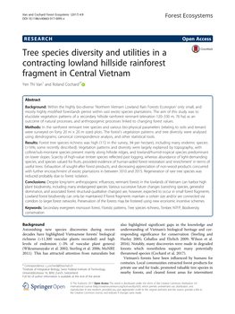 Tree Species Diversity and Utilities in a Contracting Lowland Hillside Rainforest Fragment in Central Vietnam Yen Thi Van1 and Roland Cochard2*