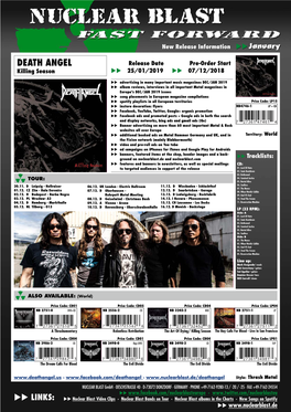 DEATH ANGEL Release Date Pre-Order Start Killing Season Uu 25/01/2019 Uu 07/12/2018