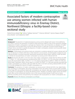 Associated Factors of Modern Contraceptive Use Among Women Infected with Human Immunodeficiency Virus in Enemay District, Northw