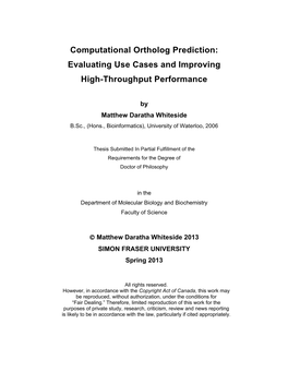 Computational Ortholog Prediction: Evaluating Use Cases and Improving High-Throughput Performance