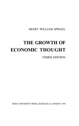 The Growth of Economic Thought