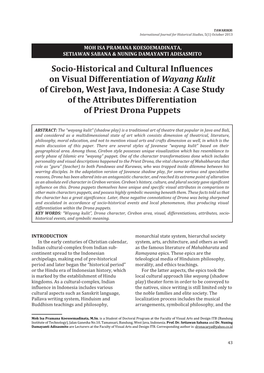 Socio-Historical and Cultural Influences on Visual Differentiation of Wayang Kulit of Cirebon, West Java, Indonesia