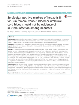 Serological Positive Markers of Hepatitis