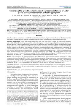 Enhancing the Growth Performance of Replacement Female Breeder Goats Through Modification of Feeding Program