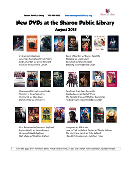 New Dvds at the Sharon Public Library August 2018