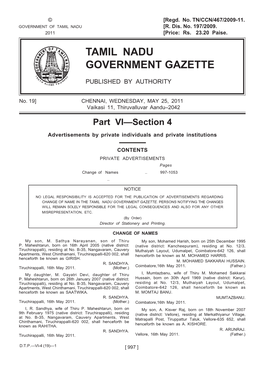 Tamil Nadu Government Gazette