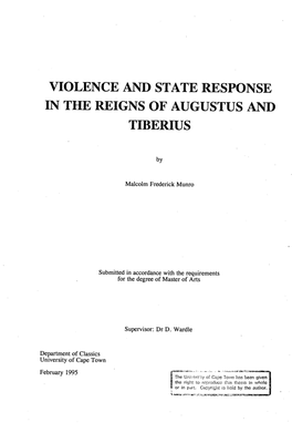 Violence and State Response in the Reigns of Augustus and Tiberius