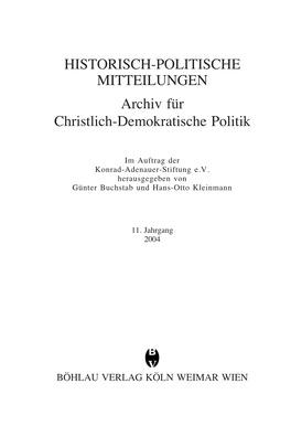 HISTORISCH-POLITISCHE MITTEILUNGEN Archiv Für