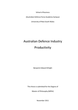 Australian Defence Industry Productivity