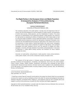 Far-Right Parties in the European Union and Media Populism: a Comparative Analysis of 10 Countries During European Parliament Elections