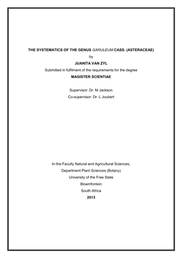 ASTERACEAE) by JUANITA VAN ZYL Submitted in Fulfilment of the Requirements for the Degree MAGISTER SCIENTIAE