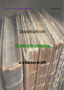 Catalogo Bibliografico Conservación Preventiva