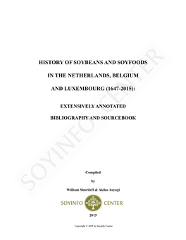 History of Soybeans and Soyfoods in the Netherlands, Belgium and Luxembourg (1647-2015)