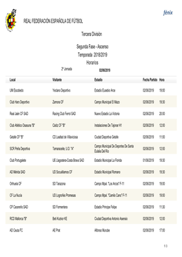 Horarios Tercera División REAL FEDERACIÓN ESPAÑOLA DE