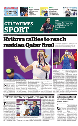 Kvitova Rallies to Reach Maiden Qatar Final