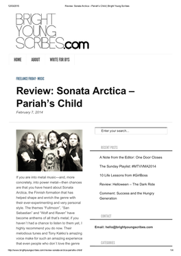 Review: Sonata Arctica – Pariah's Child