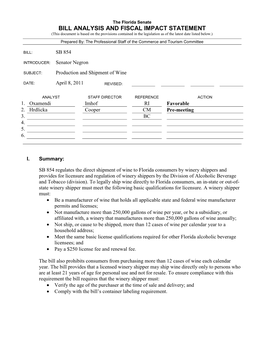 Bill Analysis and Fiscal Impact Statement